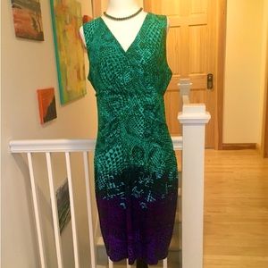 Amazing Calvin Klein Dress Sleeveless Snake Green& Purple coloured.